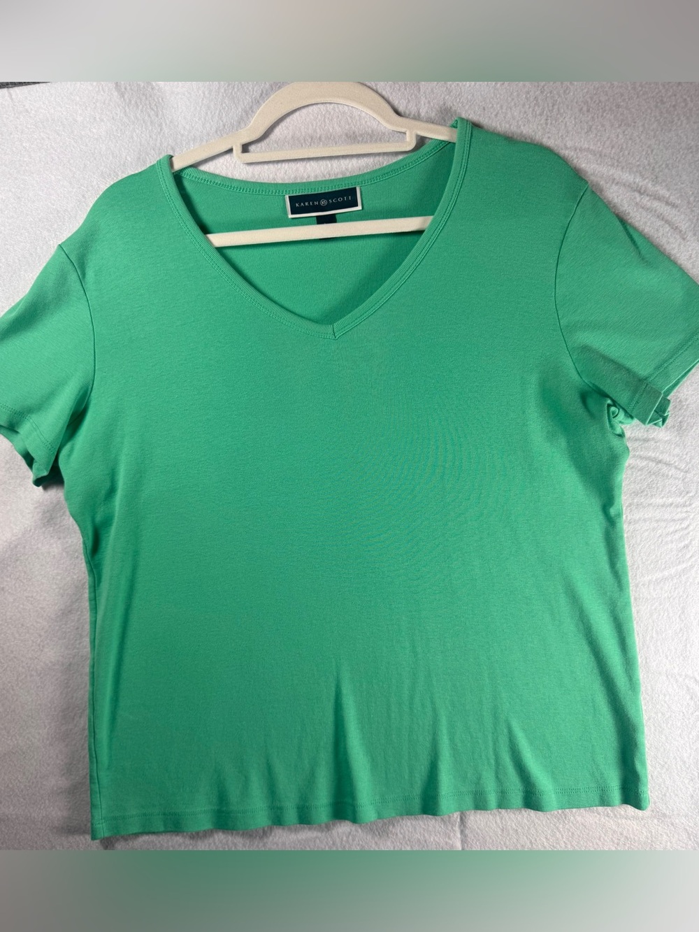 Karen Scott Mint Green V-Neck Short Sleeve Tee Top Women’s Large